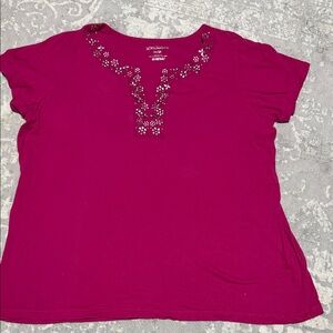 Jockey Women's Magenta Embellished Tee